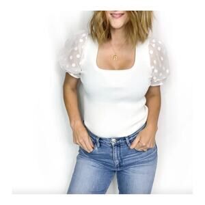 White Lace Sleeve Top